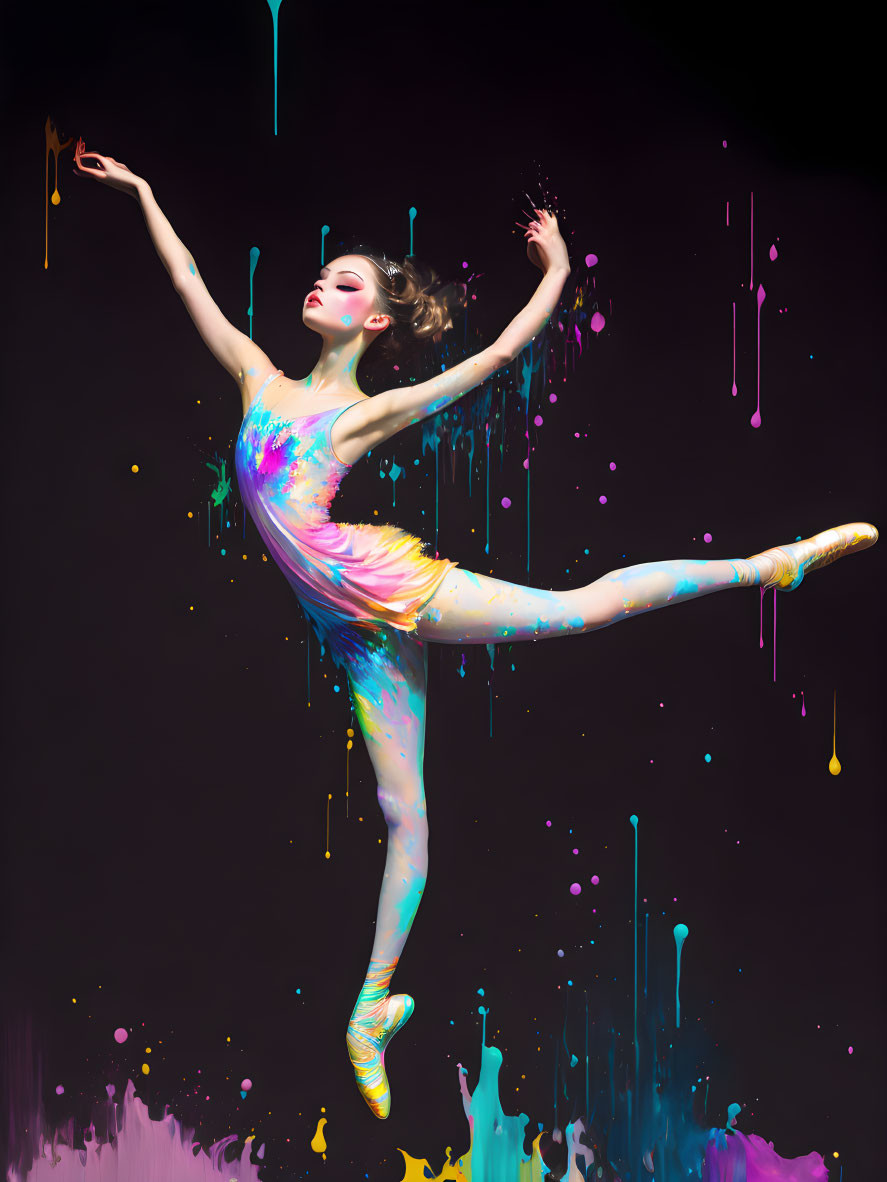 ai, ballerina pop art girl, black background