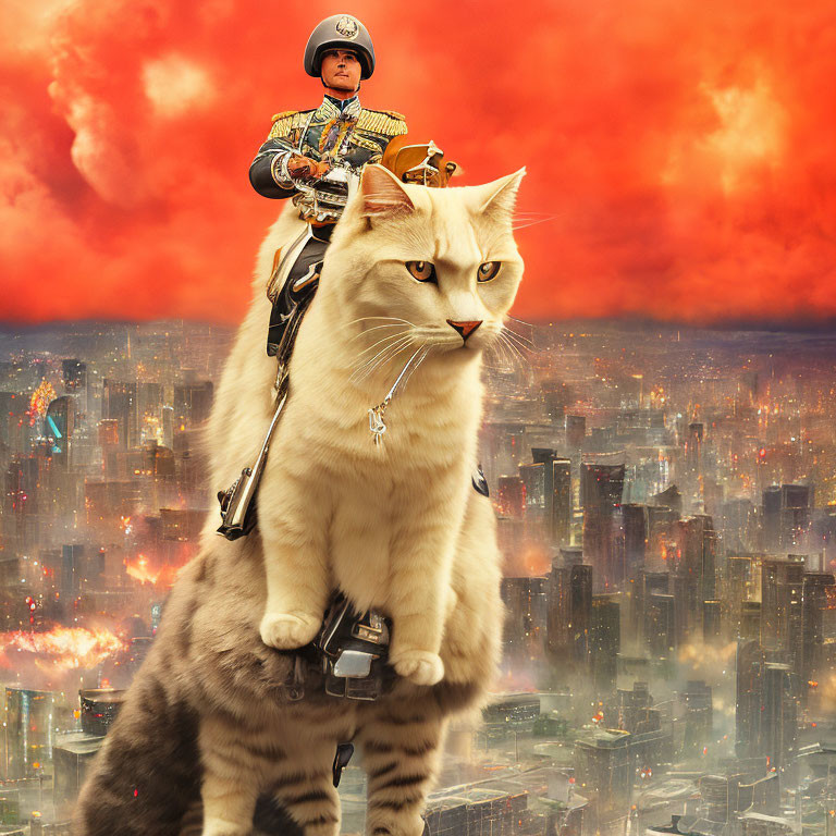 ai, urban cat commander marches through city