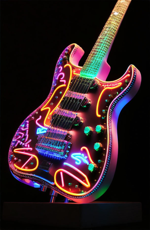 electric neon guitar photograph, from evh gtr
