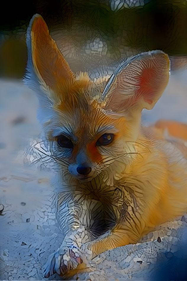 fennec fox relaxing, looking at camera, retexture
