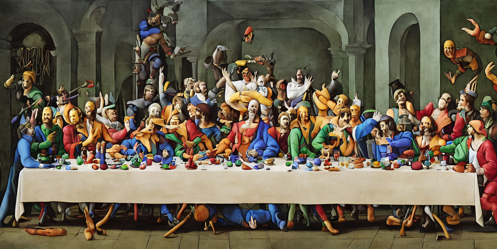 Comic-Style Last Supper with Animated Characters