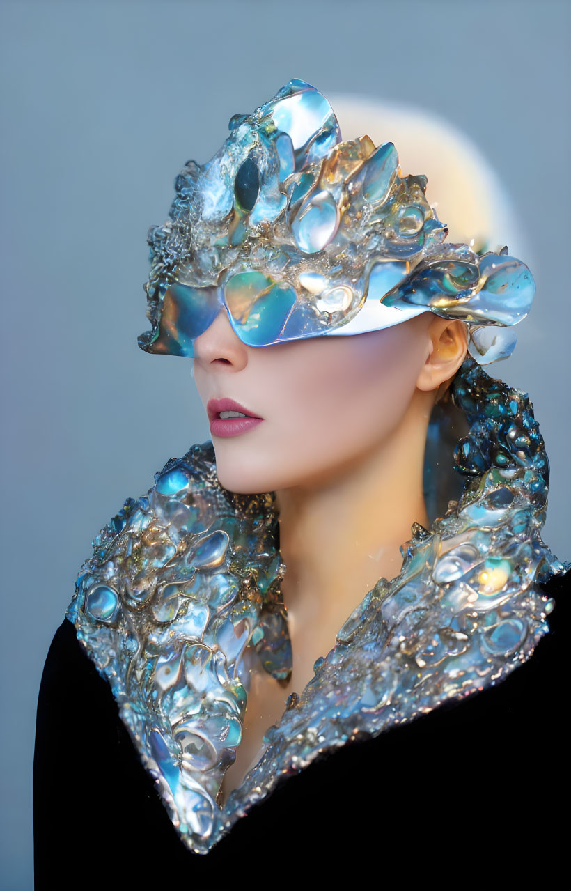 ai, ice queen from space iridescent silver glasses