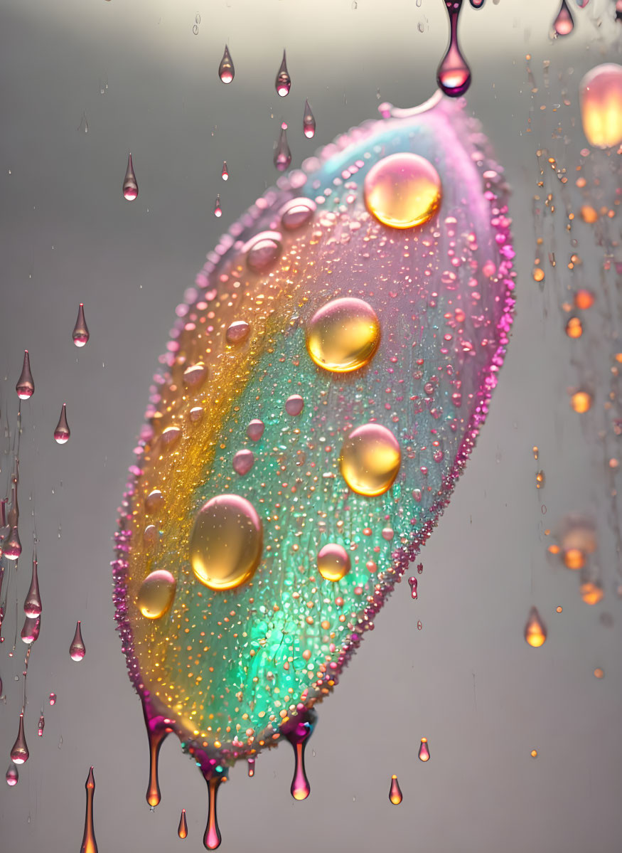 dripping irridescent organic pink aqua gold leaf