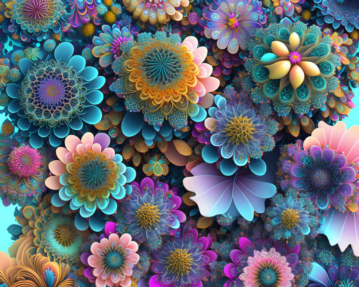 ai, millions, 3d, fractal, flowers