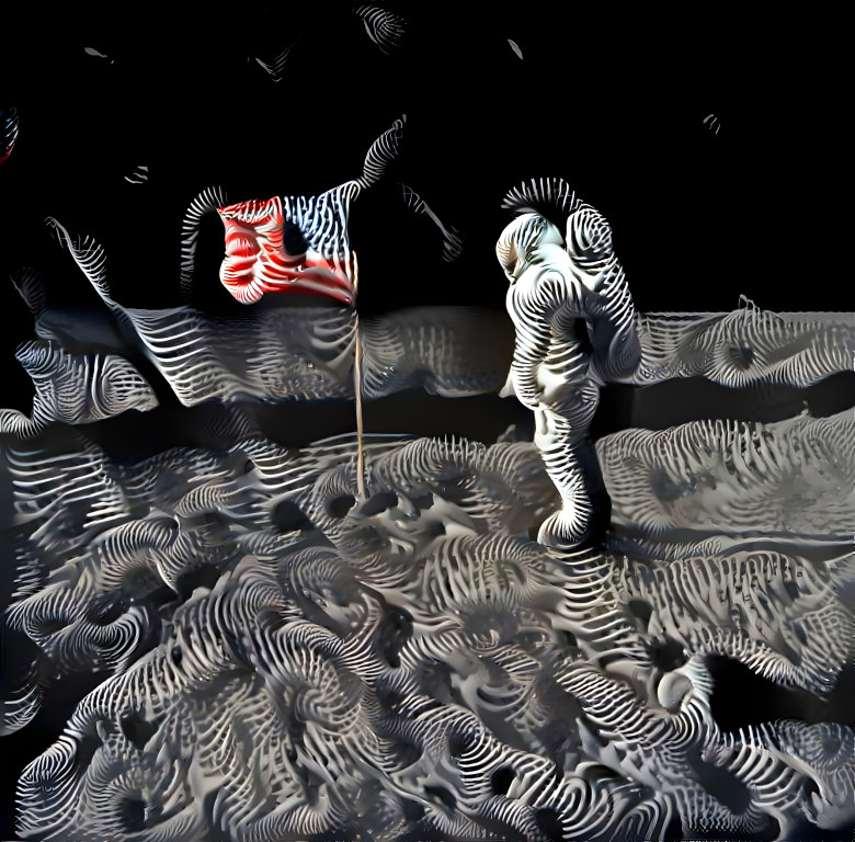 moon landing, white plastic slinky retexture