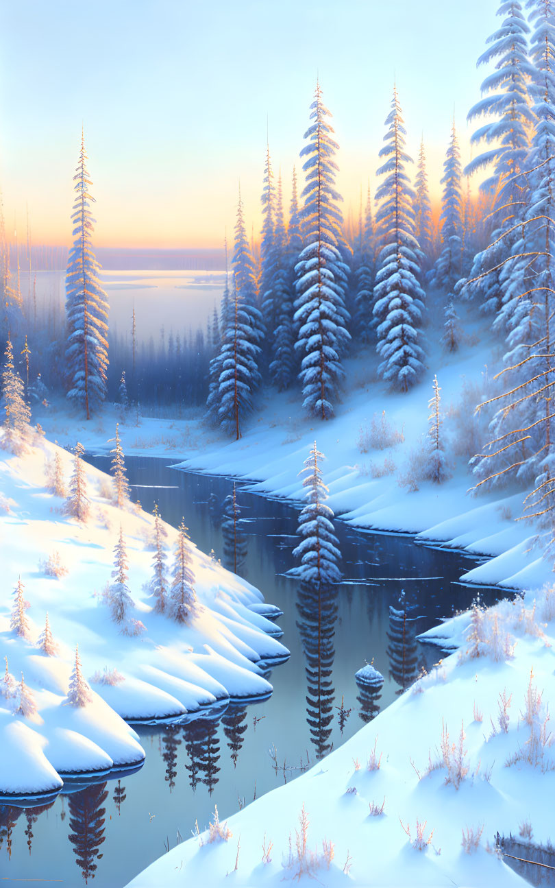 ai, russian landscape, forest, frozen