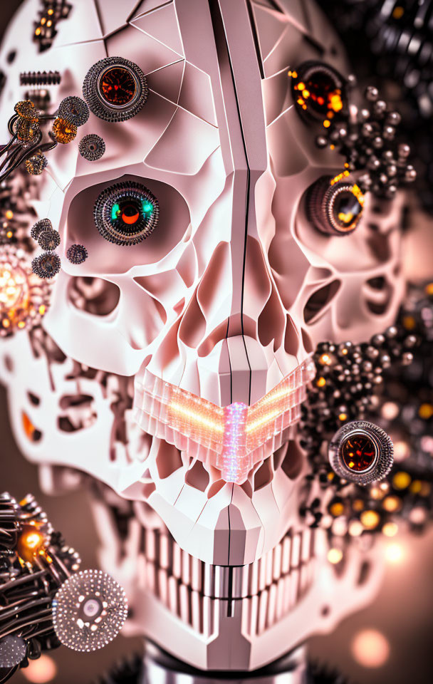 mechanical graphic abstract cybernetic head