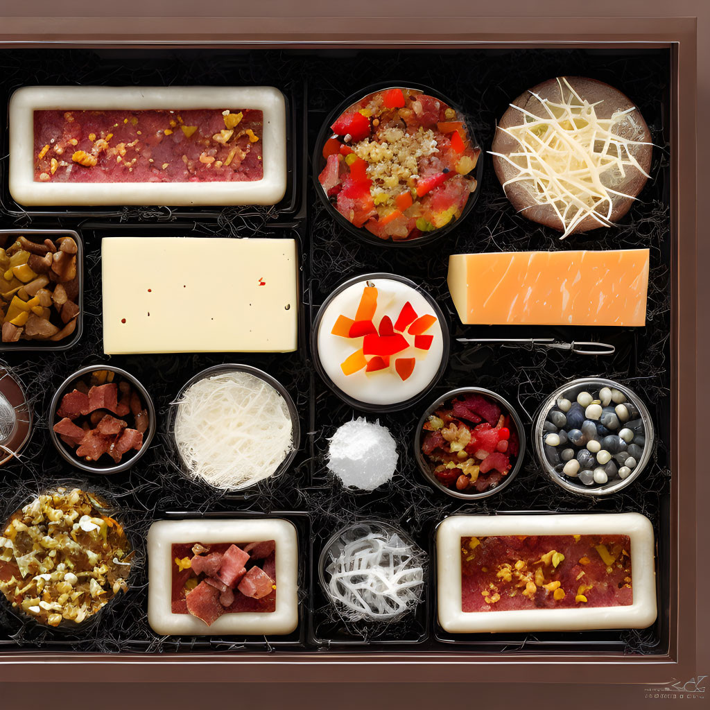 Variety of Culinary Ingredients in Compartmentalized Tray