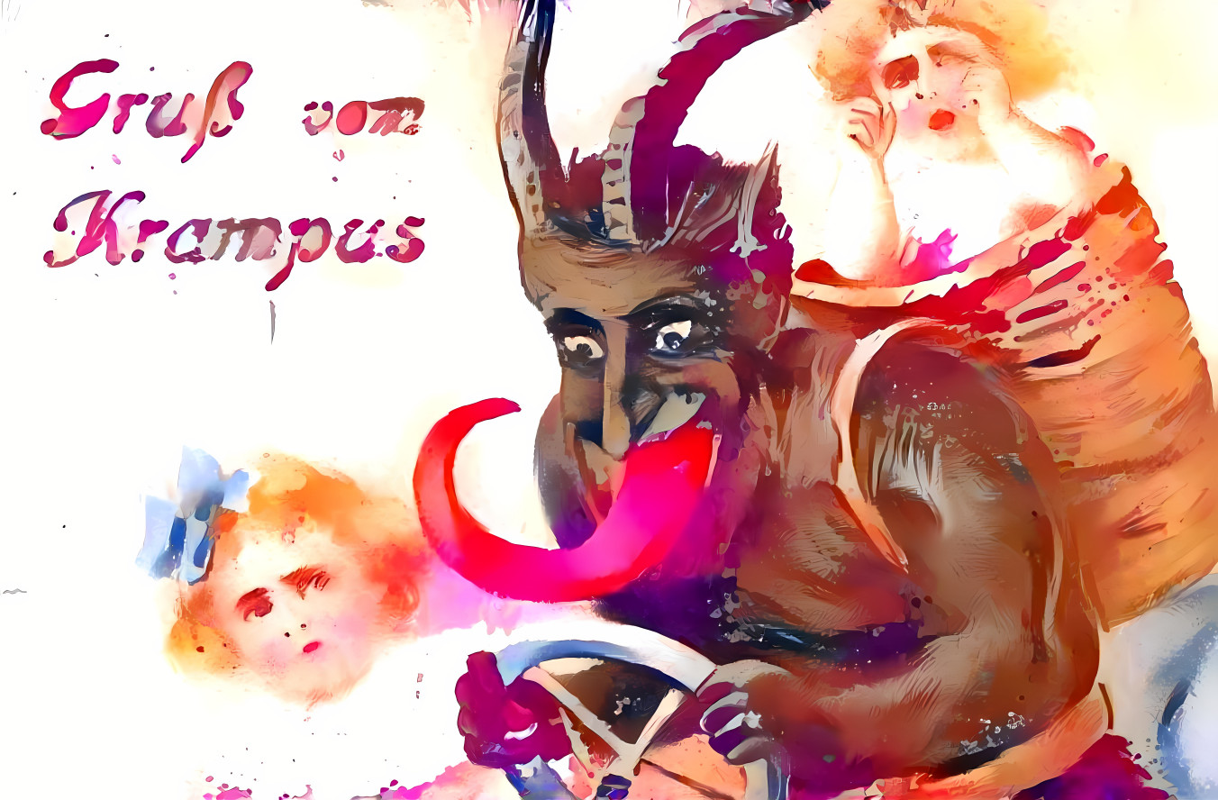 greetings from the krampus, water color