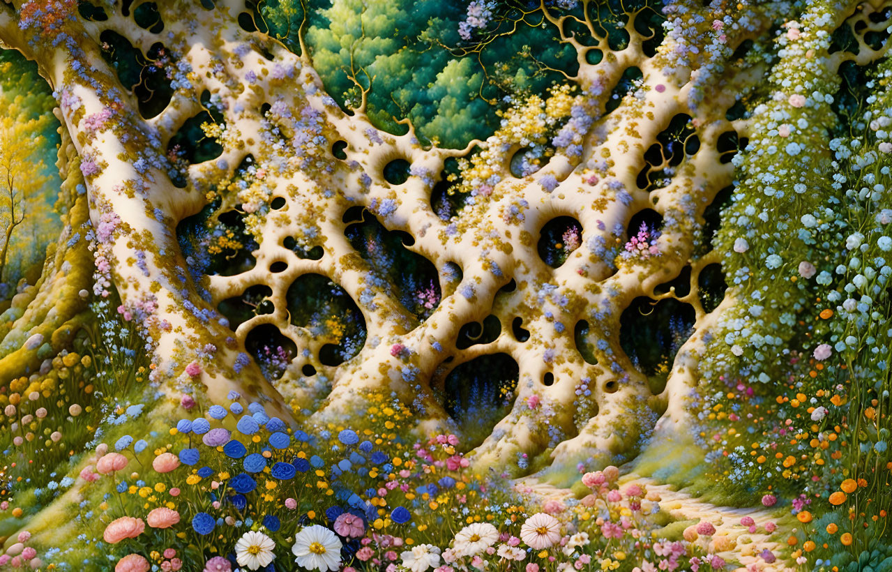 fantasy roots & flowers landscape patchwork