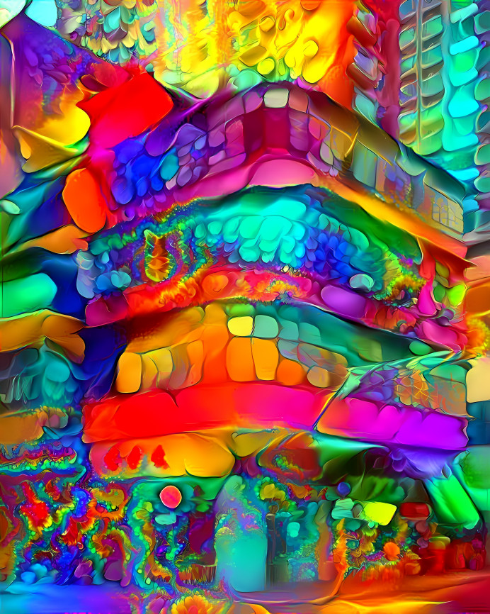 building retextured, colorful fractal