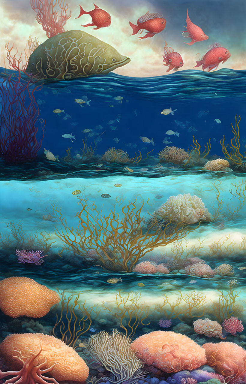 ai, surreal caribbean underwater, ocean art