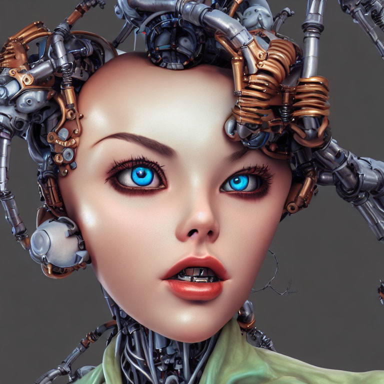 attractive biomechanical machine girl robot