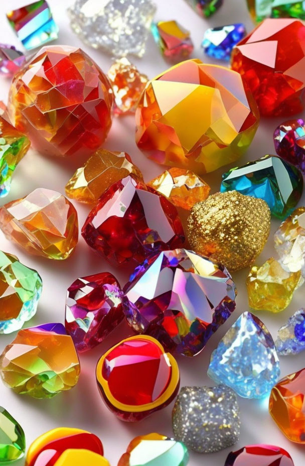 broken shards of rainbow gems in sunlight