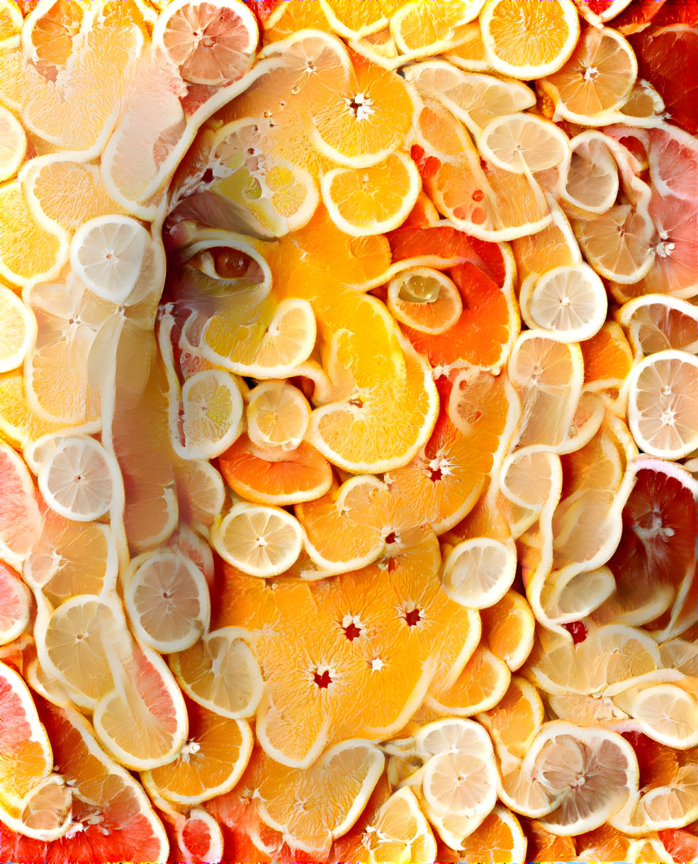 model, retextured with oranges