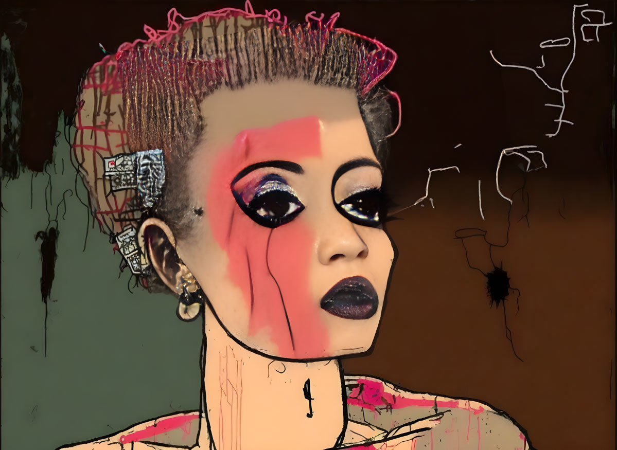 dead queen in basquiat style