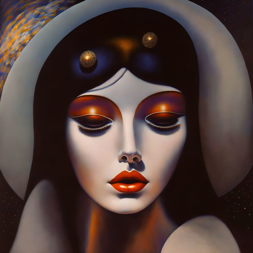 surreal dreaming woman, abstract mojo ai painting