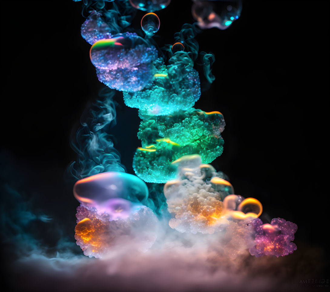smoke, backlit clouds, transparent ice bubbles