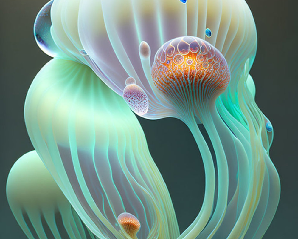 Stylized jellyfish digital art with intricate patterns and flowing tentacles