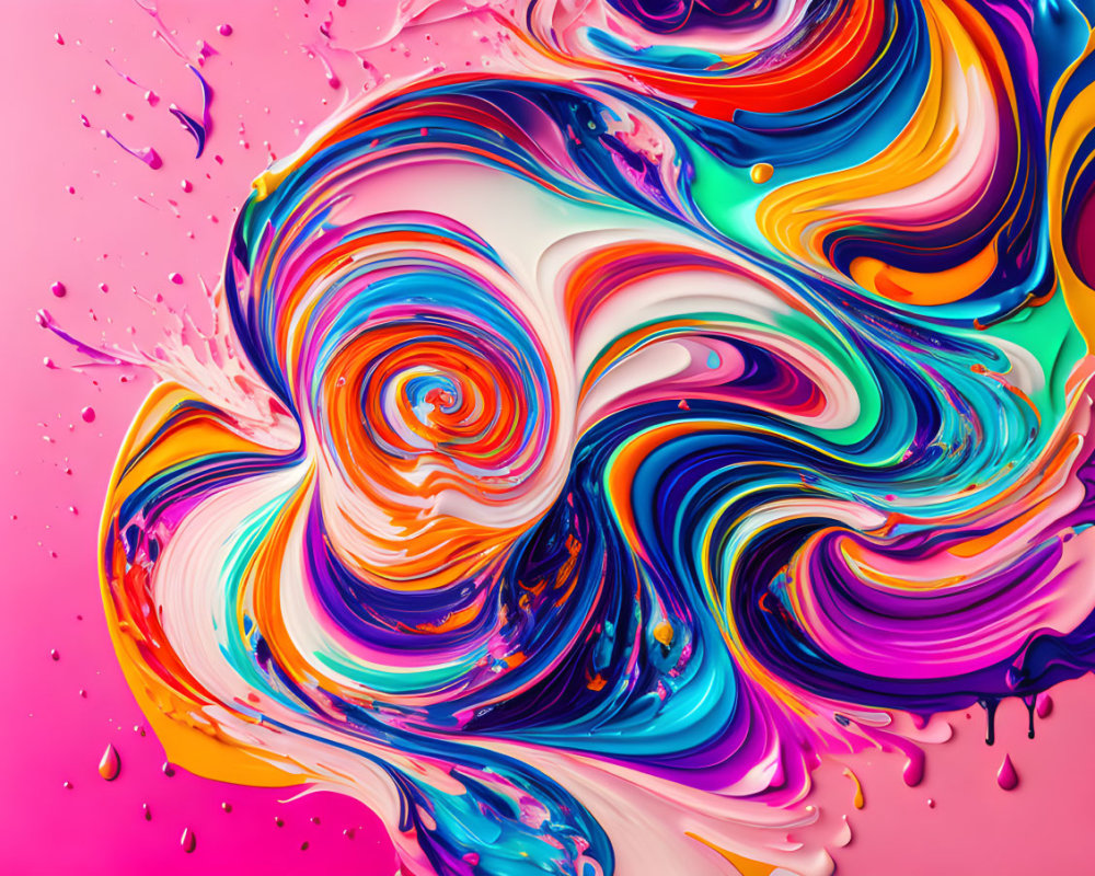 Colorful Swirls Abstract Pattern on Pink Background