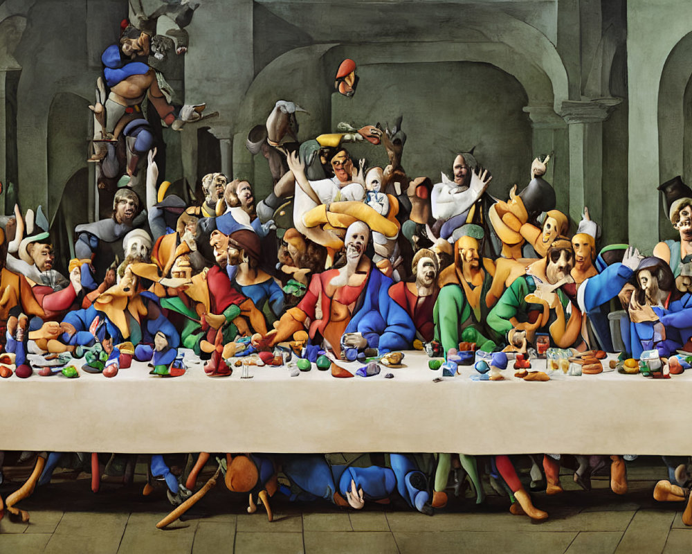 Comic-Style Last Supper with Animated Characters