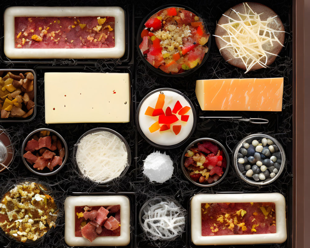 Variety of Culinary Ingredients in Compartmentalized Tray