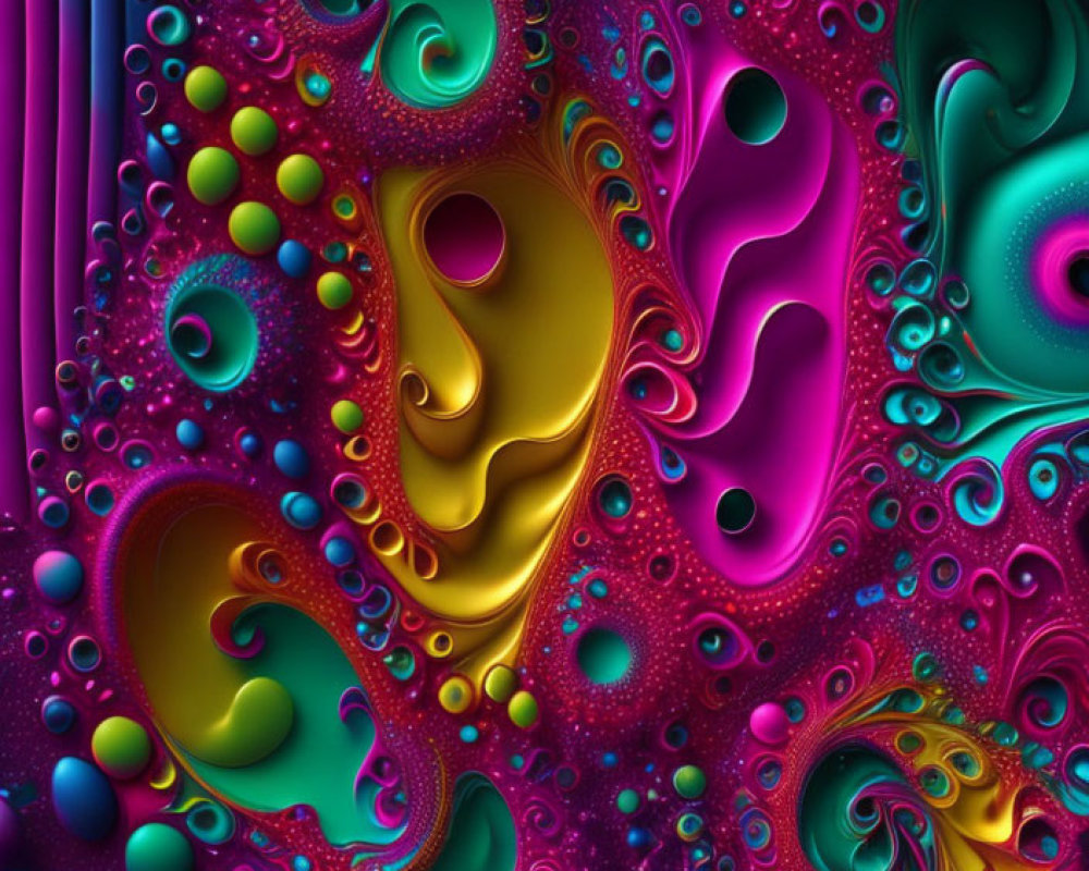 Colorful Abstract Fractal Art with Swirling Jewel-Toned Patterns