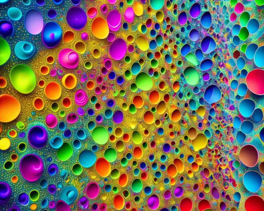 Colorful Multicolored Bubbles in Psychedelic Pattern
