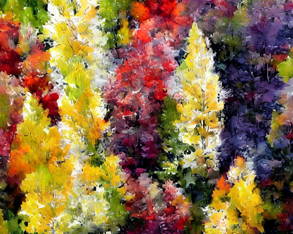 Vibrant autumn trees in impressionistic style