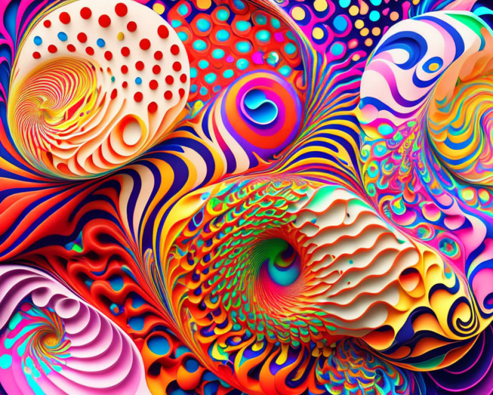 Colorful Abstract Digital Artwork with Psychedelic Patterns