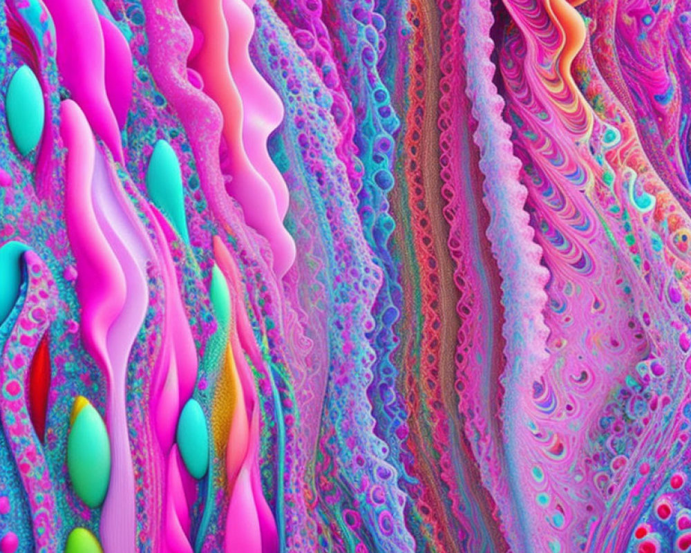 Colorful Abstract Art: Psychedelic Liquid Patterns in Pinks, Blues, and Oranges