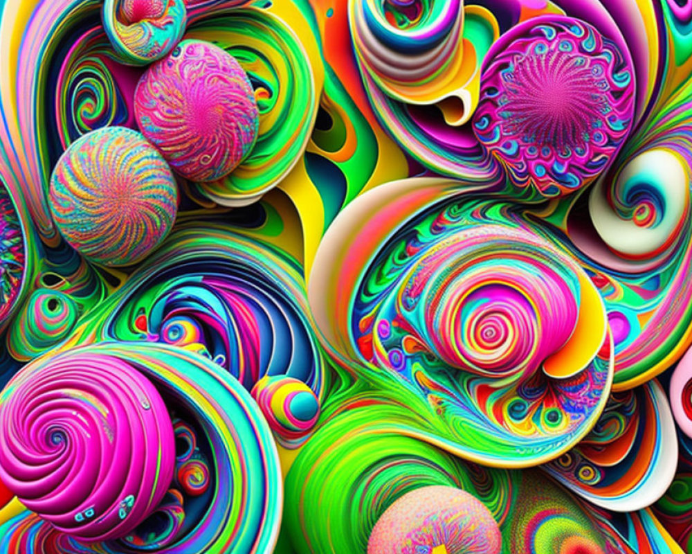 Colorful Psychedelic Digital Art with Swirling Patterns