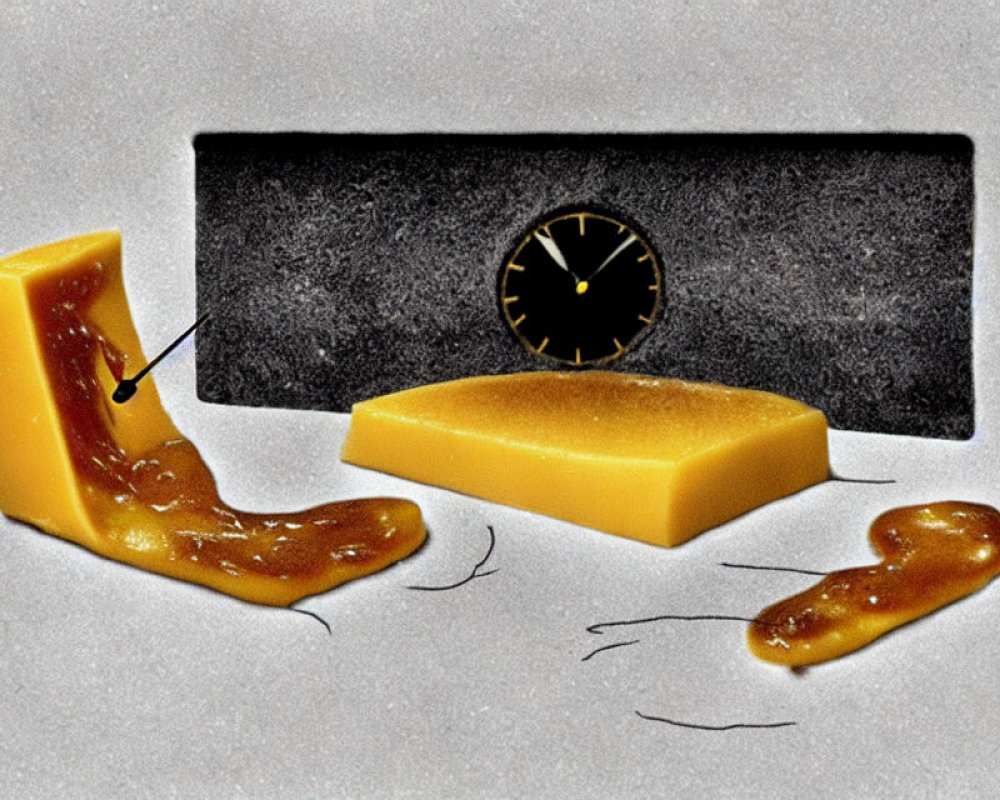 Surreal image: Melting cheese resembling Dalí's clocks