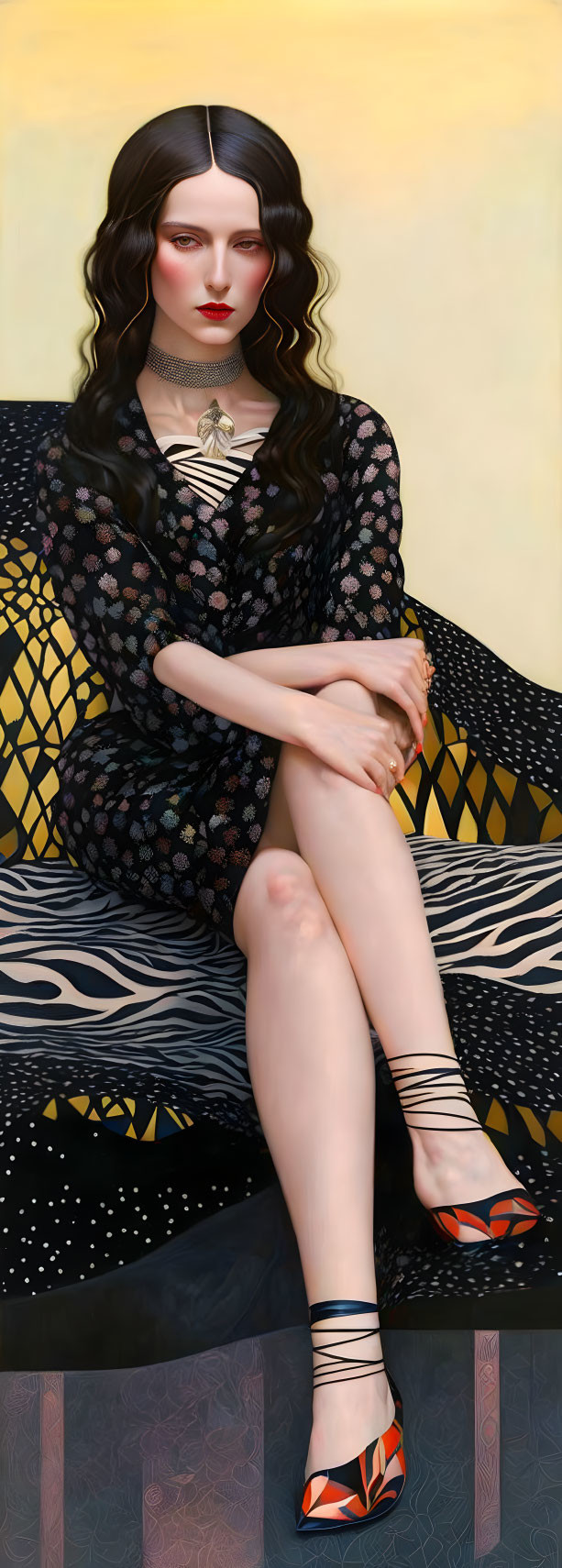 woman sitting, posing for portrait, horizontals