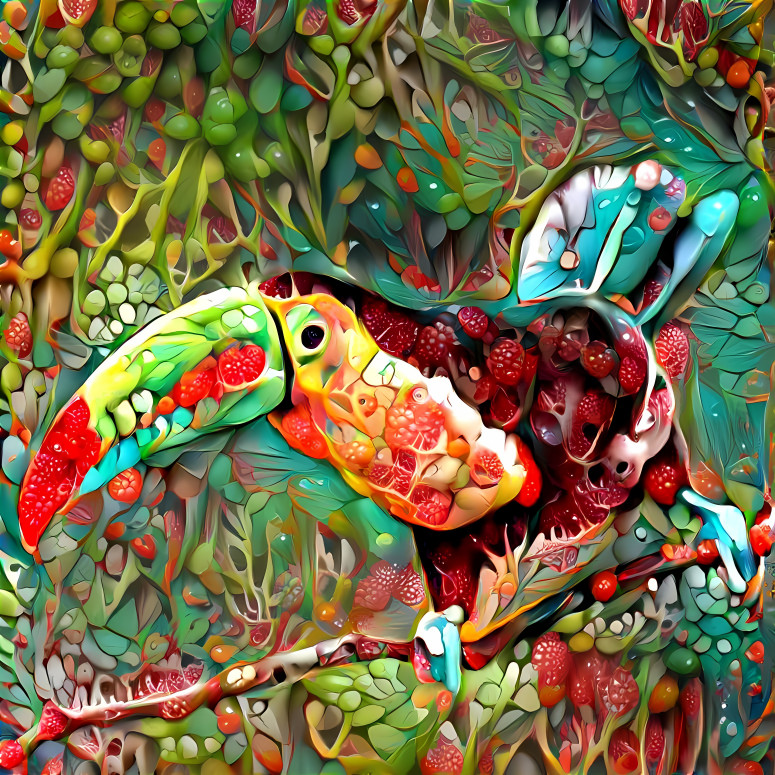 toucan bird sitting on branch, 3d art
