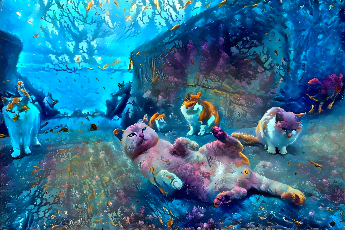 cats, cat island, relaxing, underwater