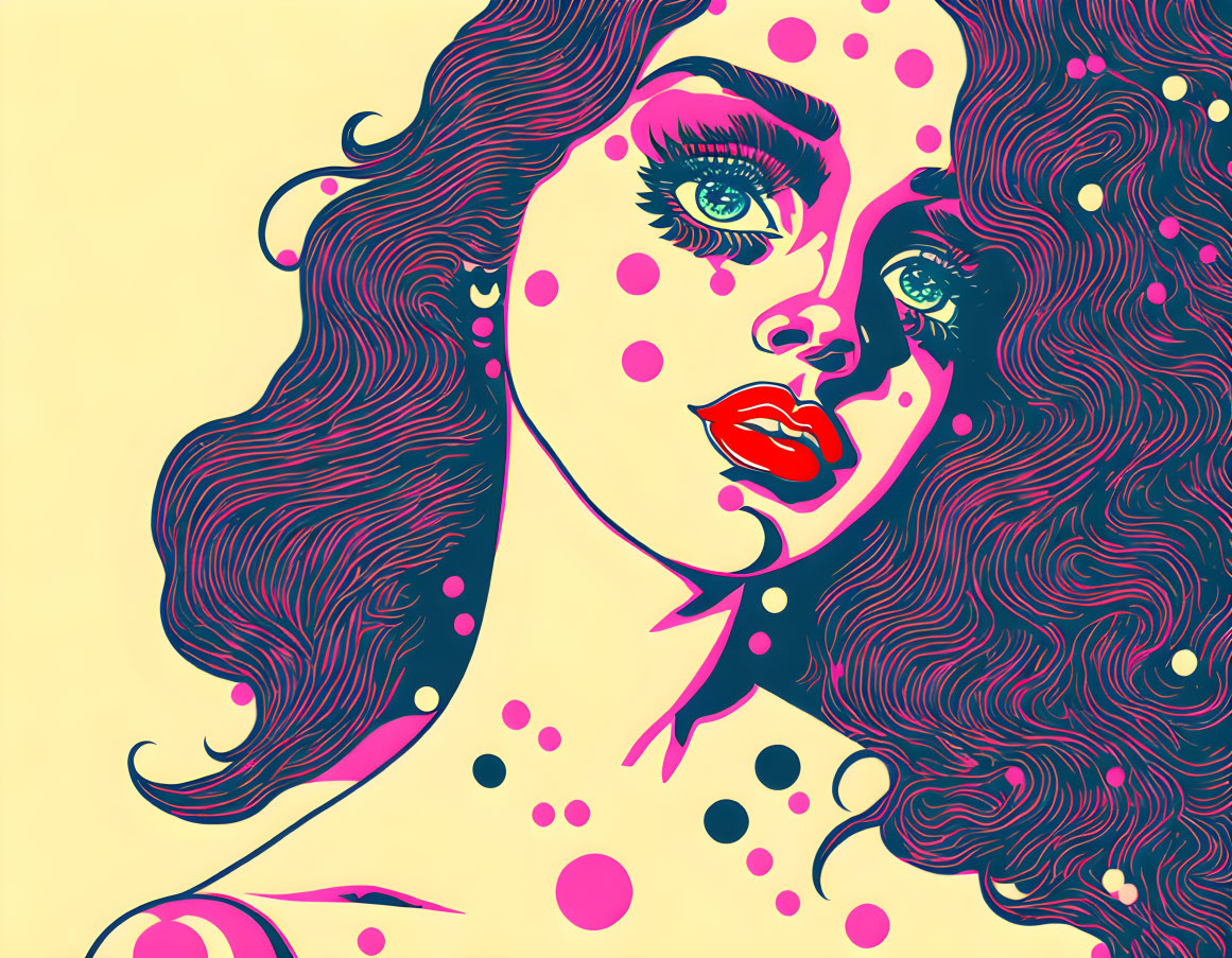 ai, pop art woman, halftone dots