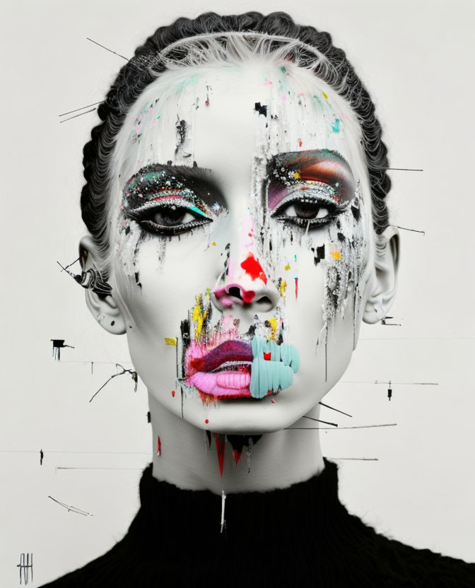 dead queen in basquiat style, assemblege art