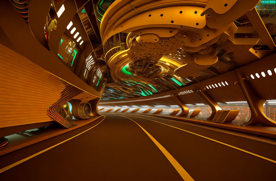 Neo-future Punk Architecture, scifi traffic tunnel