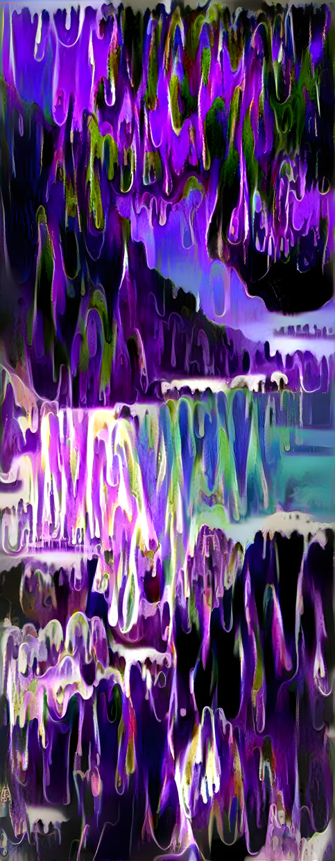 beach on mushrooms, purple, green, drip