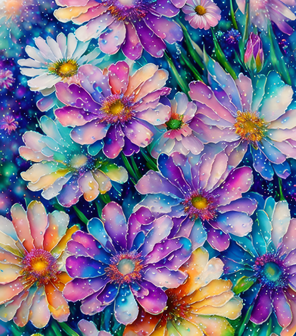 pastel daisies watercolor impressionist dream