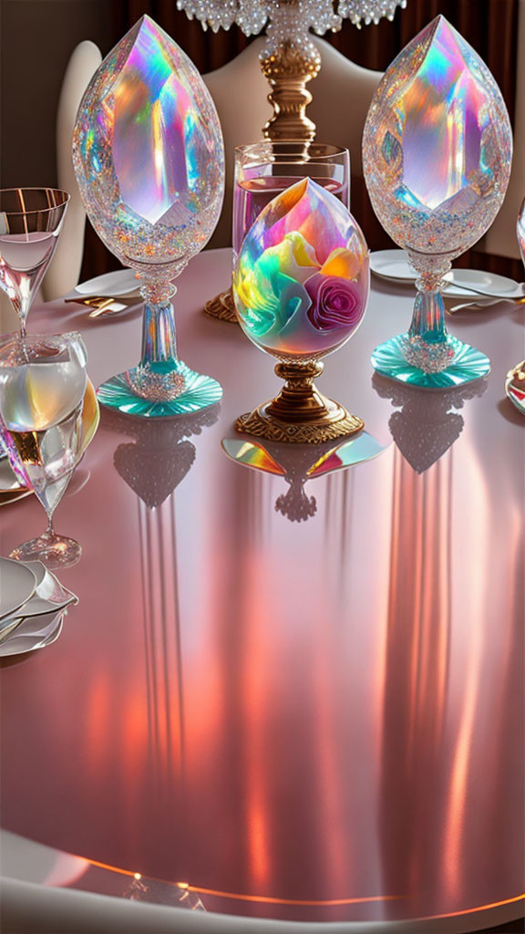 Heavenly Crystal and Rose Glass Dining Table
