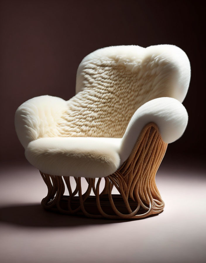 armchair made with only fur, hair and rubberbands
