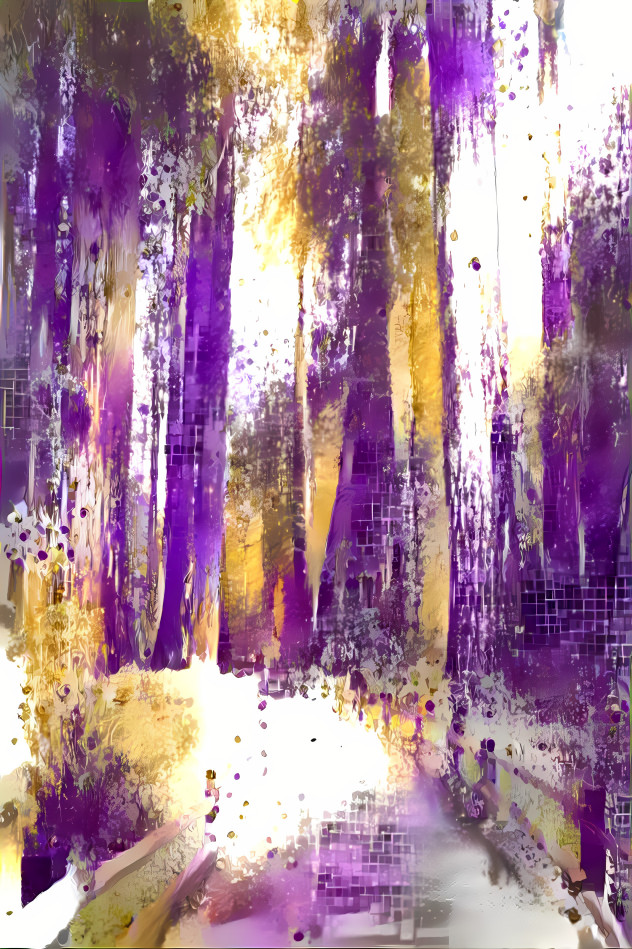 forest path retextured purple, gold, white, paint