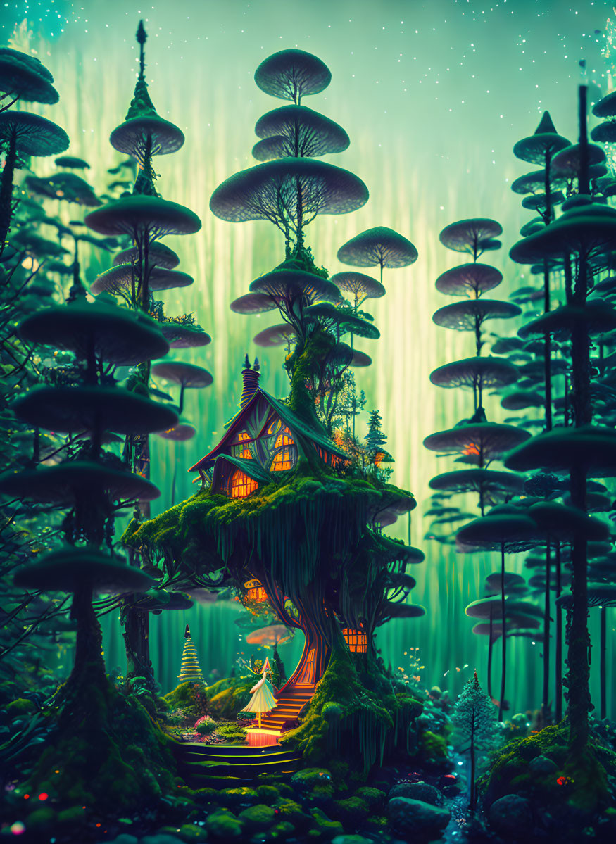 tilt shift psychedelic cottage core stoner forest