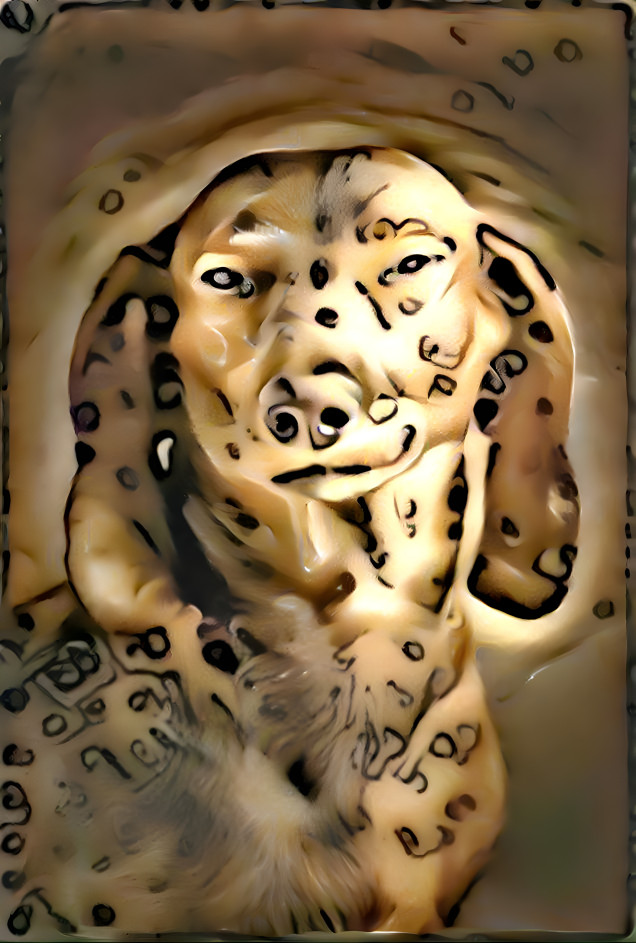 dog who looks like snoop, retextured with dice