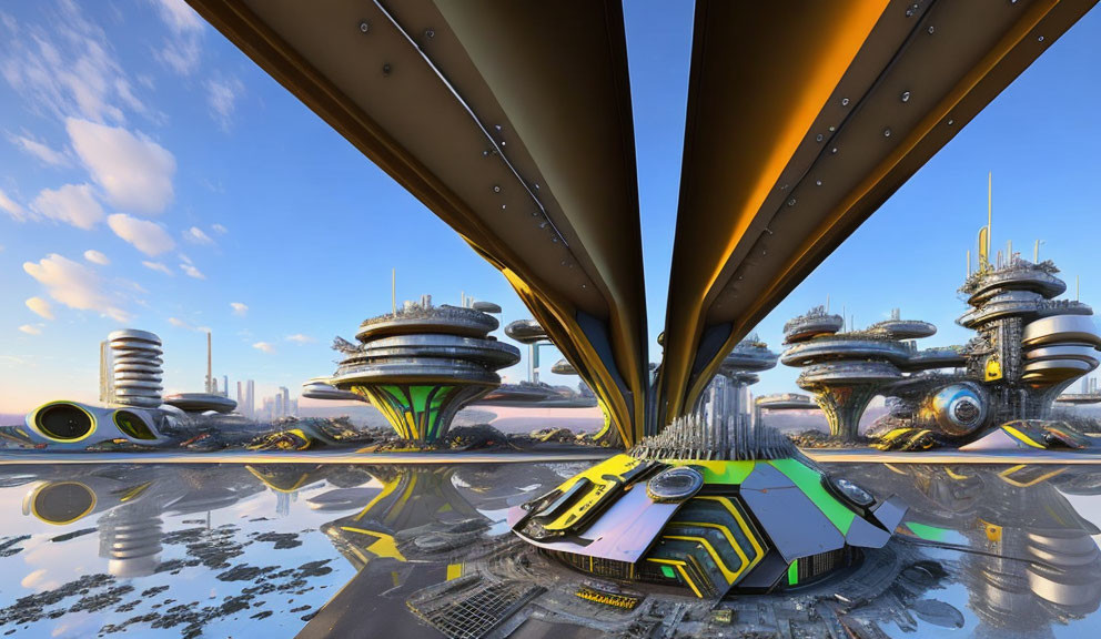 Neo-future Punk Architecture, bridge over water