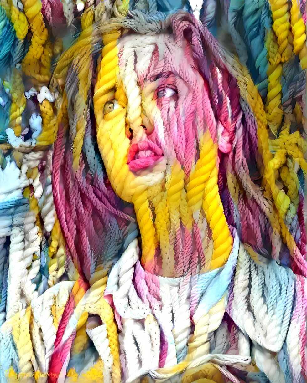 jennifer connelly retextured with colored rope