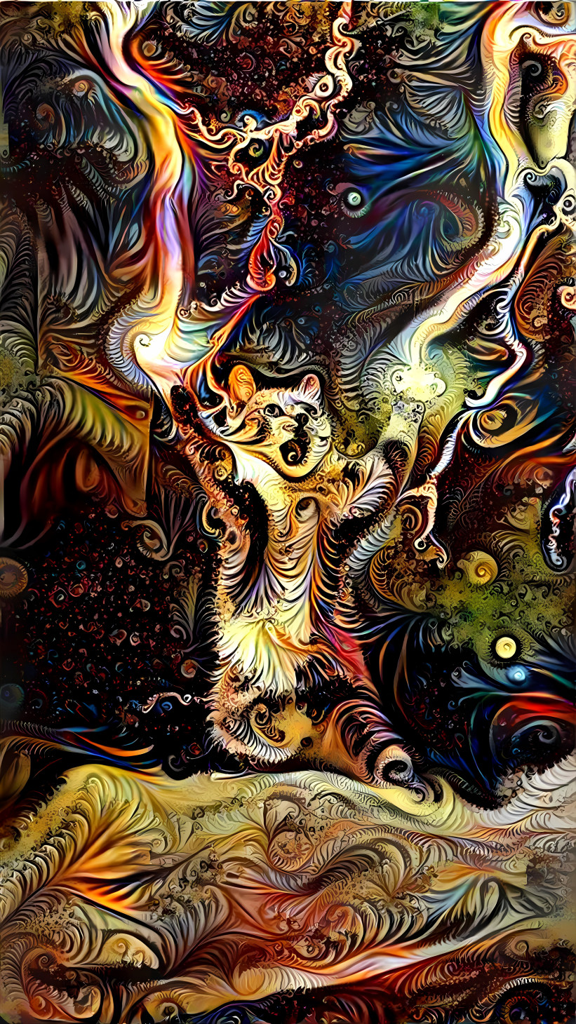 angry lightning kitty retextured, beige fractal