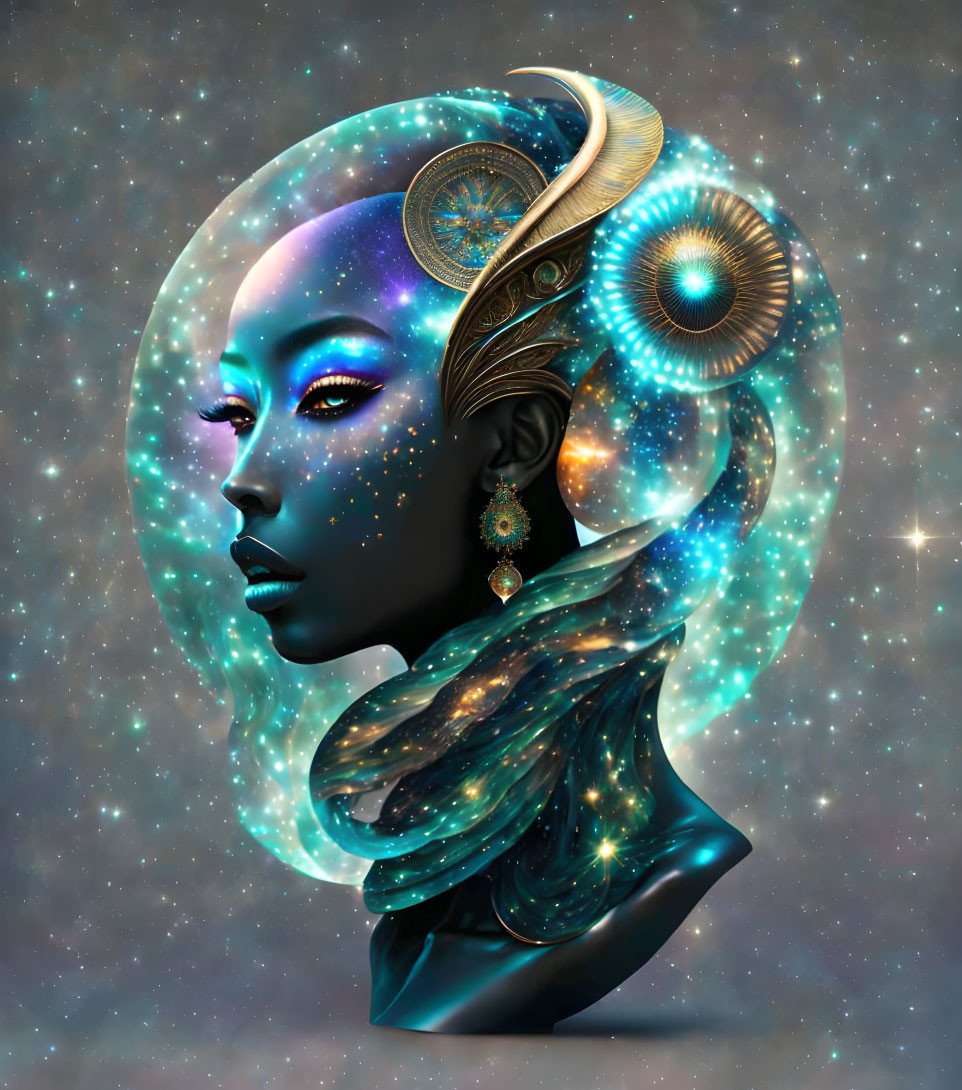 otherworldly celestial alien goddess portrait